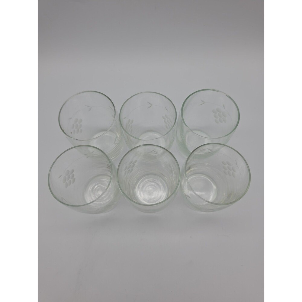 Vintage Etched Princess House Drinking Glasses Tumbler Grape Design Lot of 6 - Picture 2 of 8
